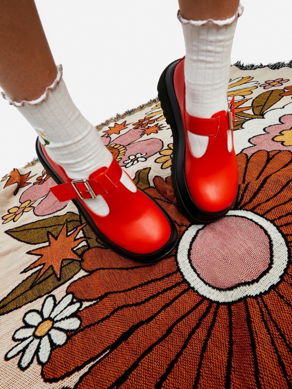 dELiA*s by Dolls Kill Red Platform Mary Jane with Black Lug Sole - Picture 16 of 16